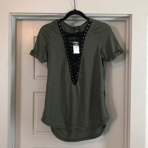 NWT green lace up shirt rue21